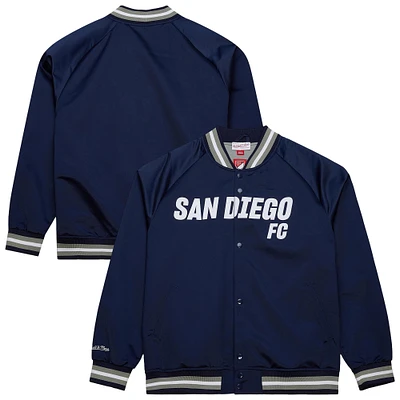 Men's Mitchell & Ness Navy San Diego FC Satin Raglan Full-Snap Jacket