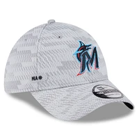 Men's New Era Gray Miami Marlins 2025 MLB Clubhouse 39THIRTY Flex Hat