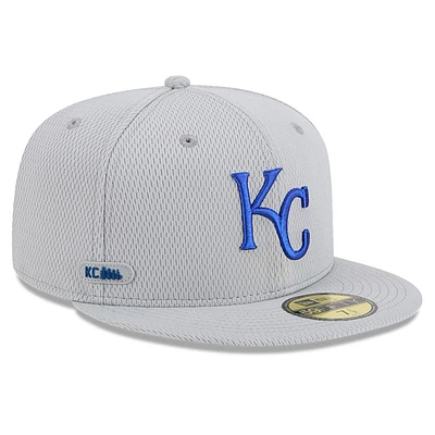 Men's New Era Gray Kansas City Royals 2025 MLB Clubhouse 59FIFTY Fitted Hat