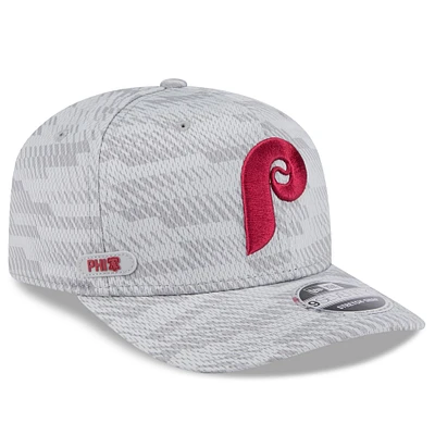 Men's New Era Gray Philadelphia Phillies 2025 MLB Clubhouse 9SEVENTY Stretch-Snap Hat