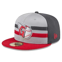 Men's New Era  Gray/Red Cleveland Guardians 2025 Batting Practice 59FIFTY Fitted Hat