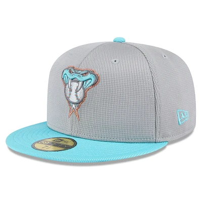 Men's New Era  Gray/Teal Arizona Diamondbacks 2025 Batting Practice 59FIFTY Fitted Hat