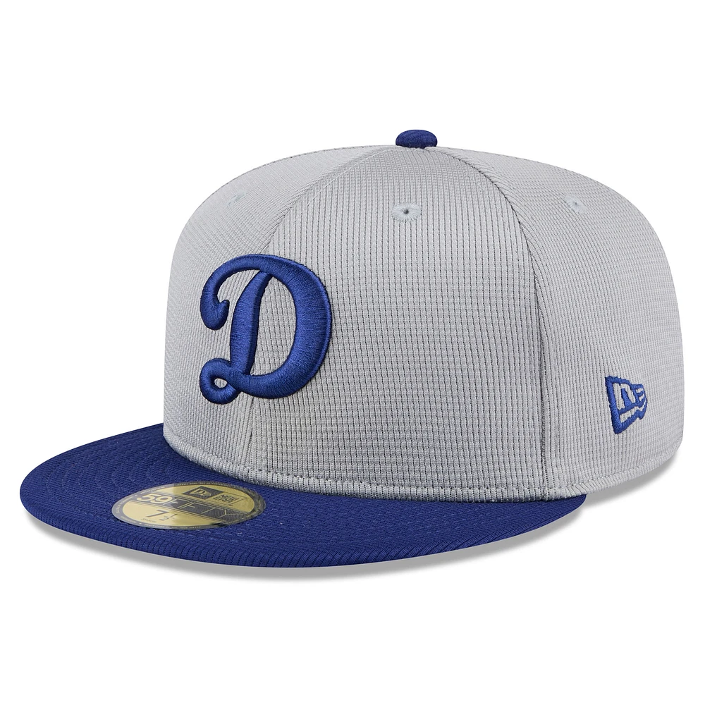 Men's New Era Gray/Royal Los Angeles Dodgers 2025 Batting Practice 59FIFTY Fitted Hat