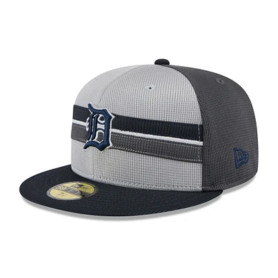 Men's New Era  Gray/Navy Detroit Tigers 2025 Batting Practice 59FIFTY Fitted Hat