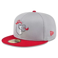 Men's New Era  Gray/Red Philadelphia Phillies 2025 Batting Practice 59FIFTY Fitted Hat