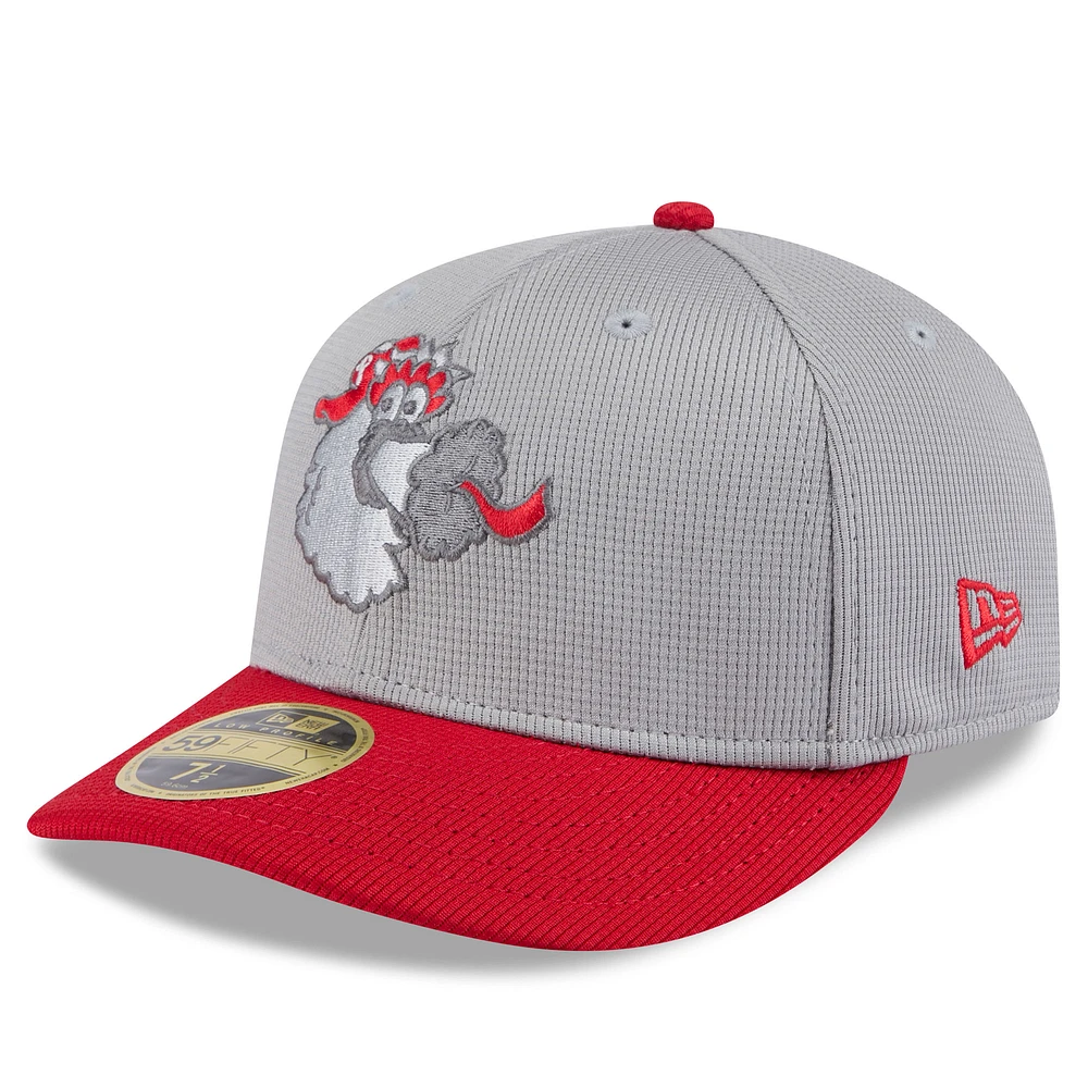 Men's New Era  Gray/Red Philadelphia Phillies 2025 Batting Practice Low Profile 59FIFTY Fitted Hat