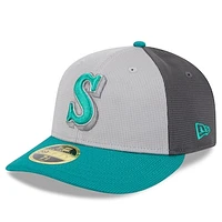 Men's New Era  Gray/Aqua Seattle Mariners 2025 Batting Practice Low Profile 59FIFTY Fitted Hat