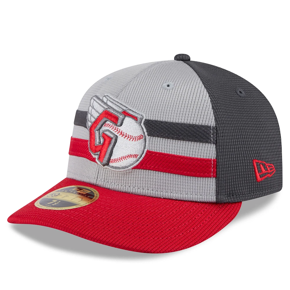 Men's New Era  Gray/Red Cleveland Guardians 2025 Batting Practice Low Profile 59FIFTY Fitted Hat