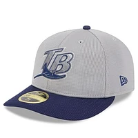 Men's New Era  Gray/Navy Tampa Bay Rays 2025 Batting Practice Low Profile 59FIFTY Fitted Hat