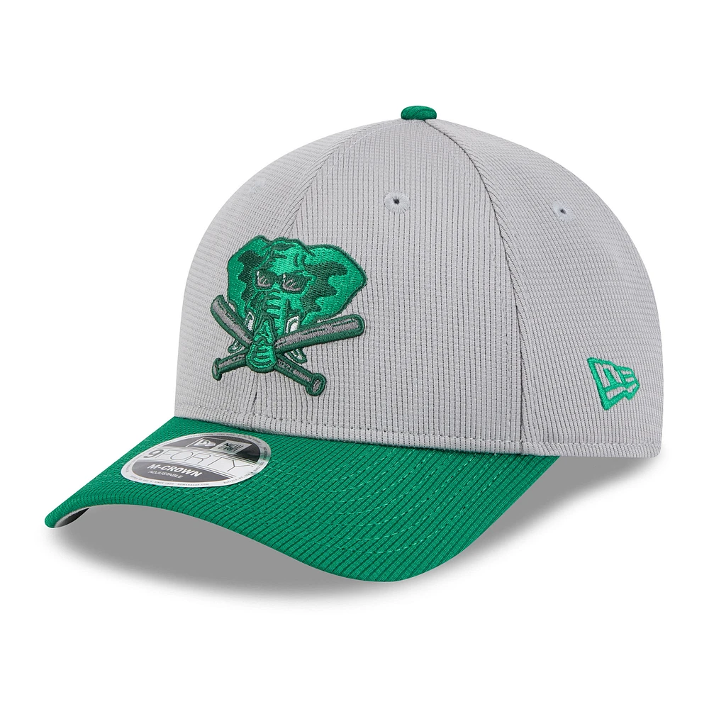 Men's New Era  Gray/Green Athletics 2025 Batting Practice 9FORTY M-Crown Adjustable Hat