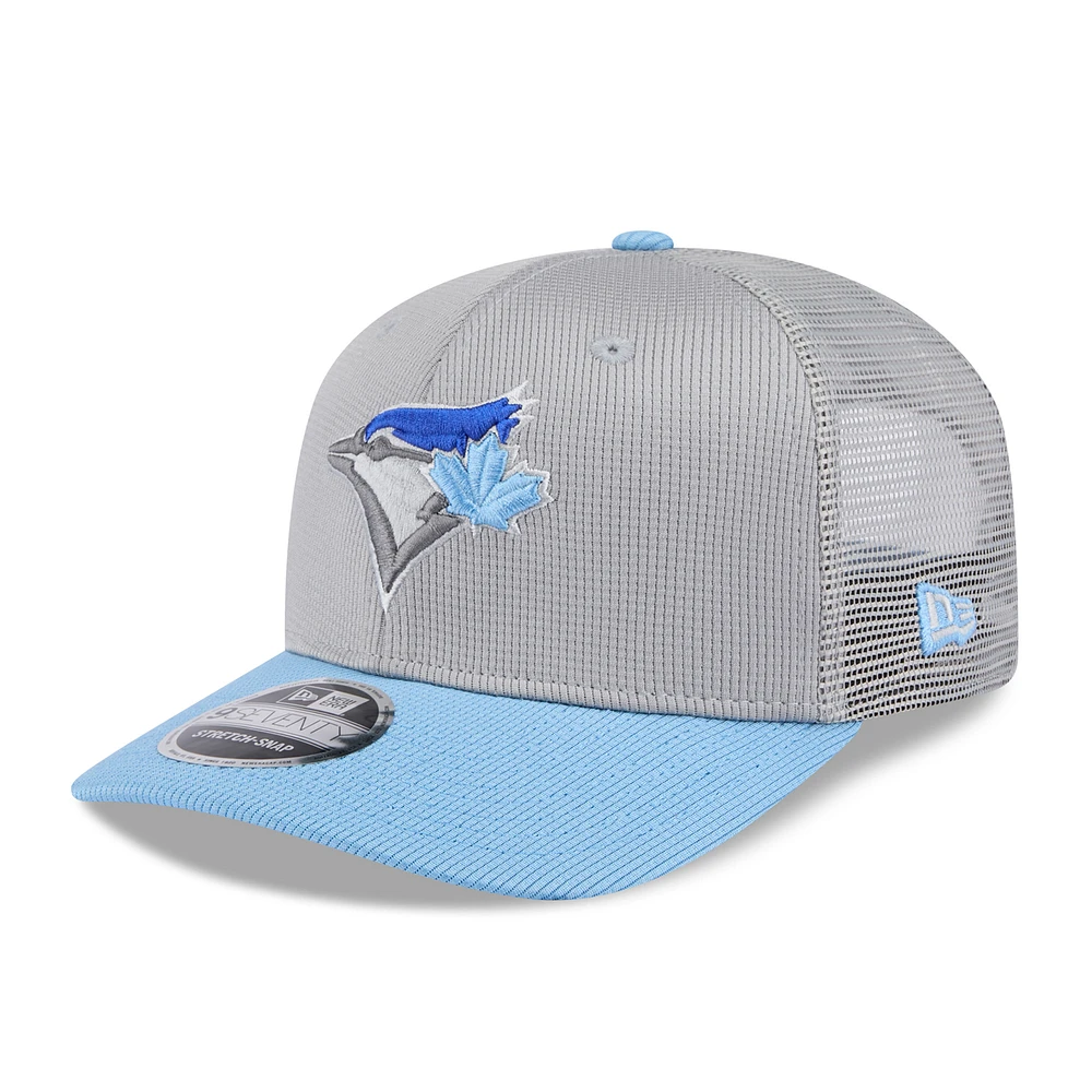 Men's New Era  Gray/Powder Blue Toronto Blue Jays 2025 Batting Practice 9SEVENTY Stretch-Snap Trucker Hat