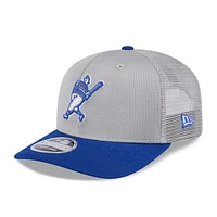 Men's New Era  Gray/Royal Milwaukee Brewers 2025 Batting Practice 9SEVENTY Stretch-Snap Trucker Hat