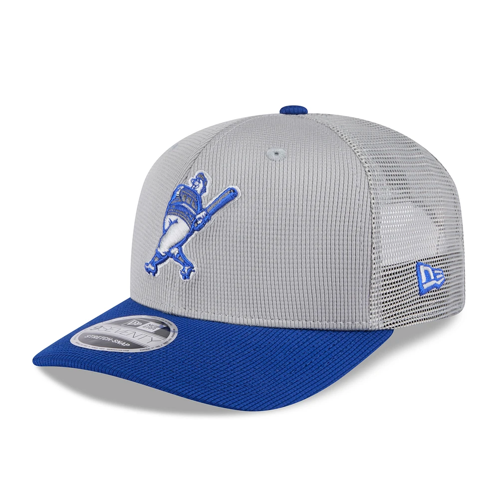 Men's New Era  Gray/Royal Milwaukee Brewers 2025 Batting Practice 9SEVENTY Stretch-Snap Trucker Hat