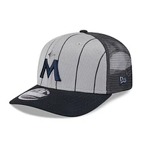 Men's New Era  Gray/Black Minnesota Twins 2025 Batting Practice 9SEVENTY Stretch-Snap Trucker Hat