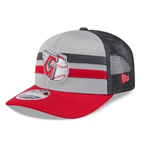 Men's New Era /Red Cleveland Guardians 2025 Batting Practice 9SEVENTY Stretch-Snap Trucker Hat