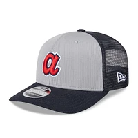 Men's New Era  Gray/Black Atlanta Braves 2025 Batting Practice 9SEVENTY Stretch-Snap Trucker Hat