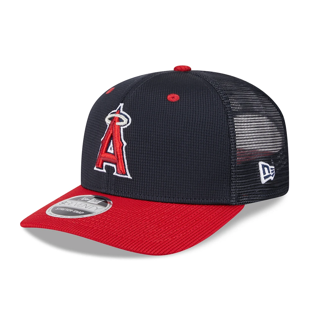 Men's New Era  Navy/Red Los Angeles Angels 2025 Batting Practice 9SEVENTY Stretch-Snap Trucker Hat