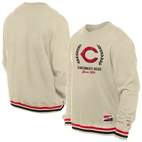 Men's New Era Cream Cincinnati Reds Throwback Pullover Sweatshirt