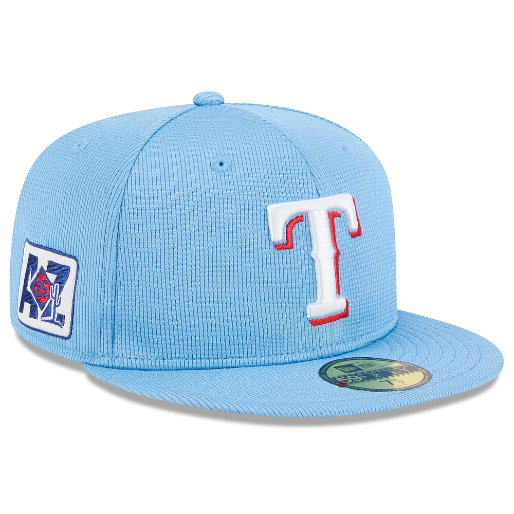 Men's New Era Light Blue Texas Rangers 2025 Spring Training 59FIFTY Fitted Hat