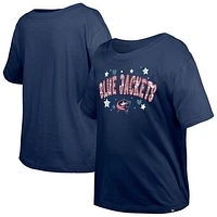 Girl's Youth New Era  Navy Columbus Blue Jackets Flip Sequin T-Shirt
