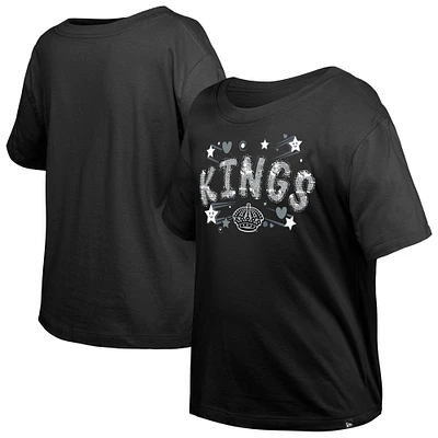 Girl's Youth New Era  Black Los Angeles Kings Flip Sequin T-Shirt