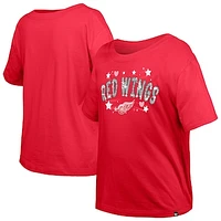 Girl's Youth New Era  Red Detroit Wings Flip Sequin T-Shirt