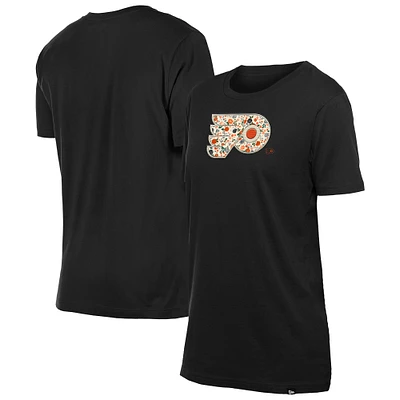 Women's New Era  Black Philadelphia Flyers Glam Game Floral T-Shirt