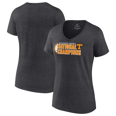 Women's Fanatics Heather Gray Tennessee Volunteers 2024 NCAA Men's Baseball College World Series Champions Vintage Core T-Shirt