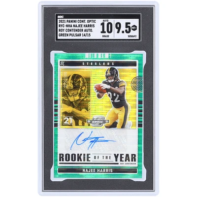 Najee Harris Pittsburgh Steelers Autographed 2021 Panini Contenders Optic Rookie of the Year Contender Green Pulsar #RYC-NHA #14/15 SGC Authenticated 9.5/10 Rookie Card