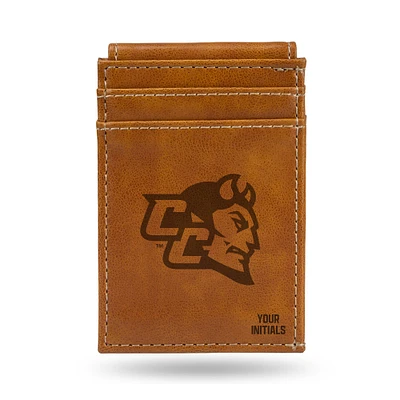 Brown Central Connecticut State Blue Devils Personalized Front Pocket Wallet