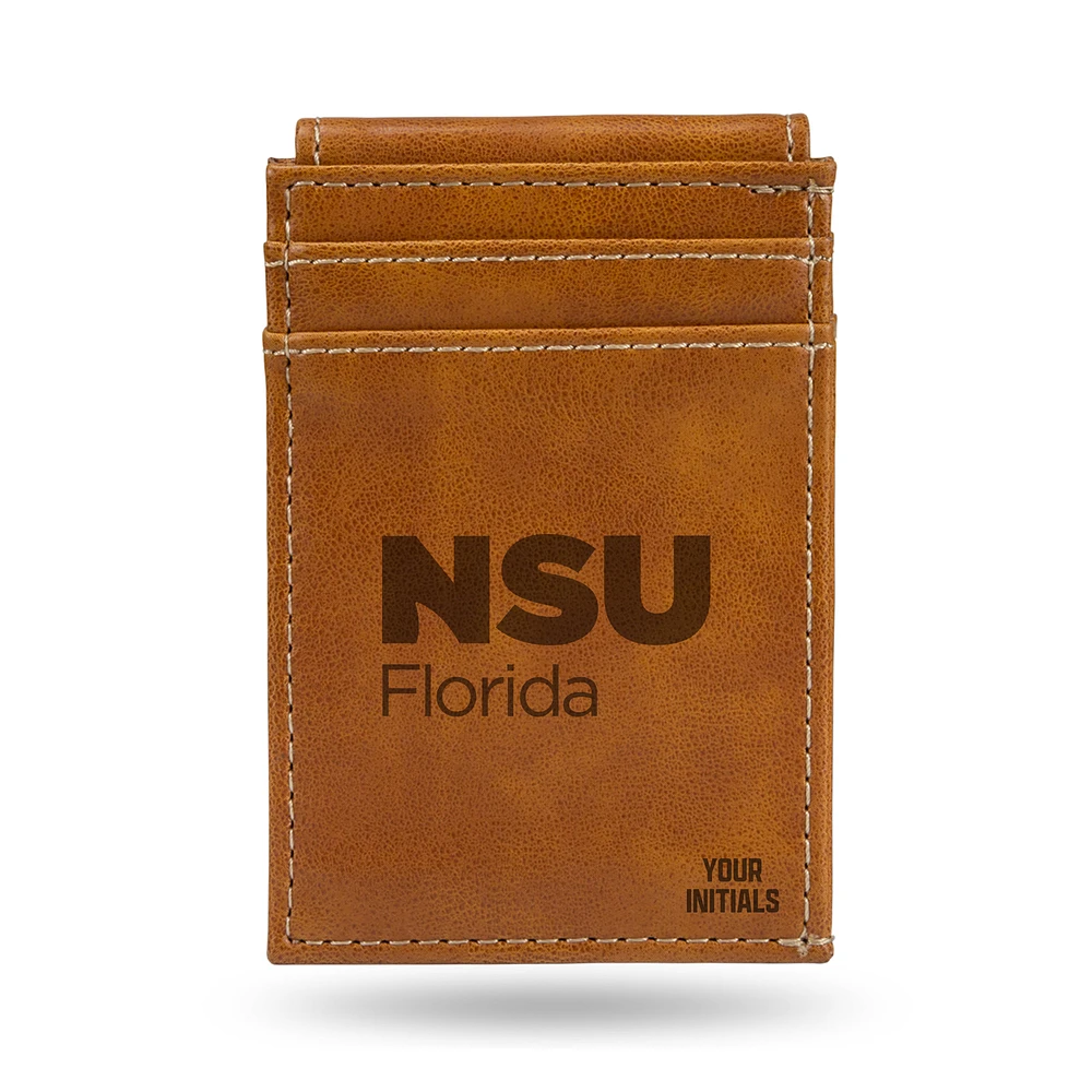 Brown Nova Southeastern Sharks Personalized Front Pocket Wallet