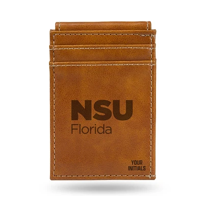 Brown Nova Southeastern Sharks Personalized Front Pocket Wallet