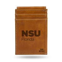 Brown Nova Southeastern Sharks Personalized Front Pocket Wallet