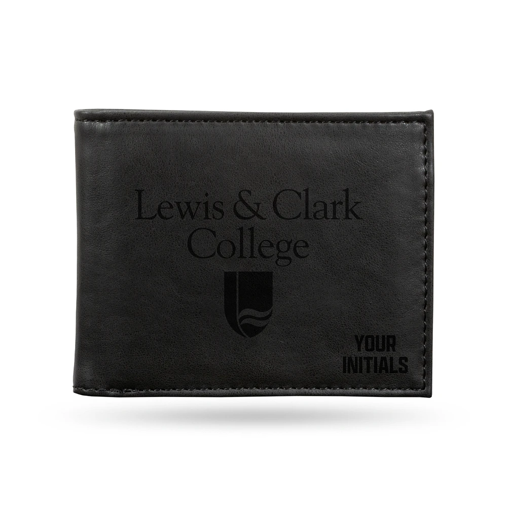 Black Lewis & Clark College Pioneers Personalized Billfold Wallet