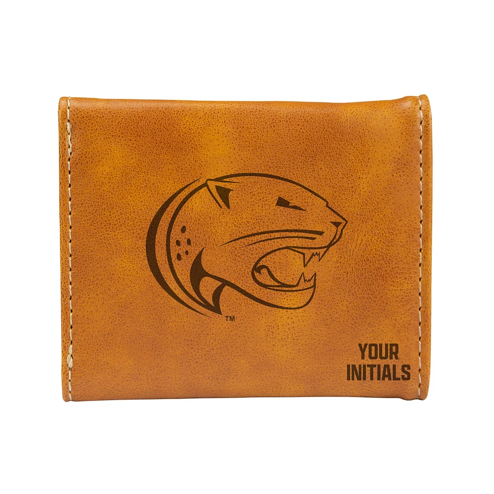 Brown South Alabama Jaguars Personalized Trifold Wallet