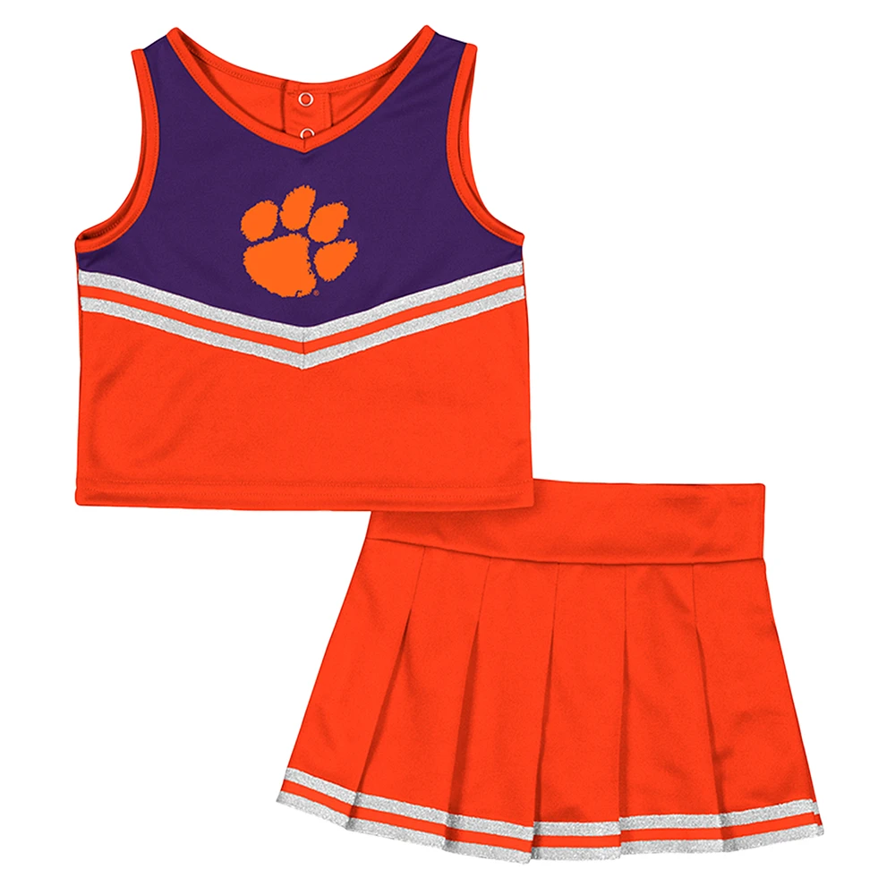 Girls Toddler Colosseum Orange Clemson Tigers Time For Recess Cheer Top & Skirt Set