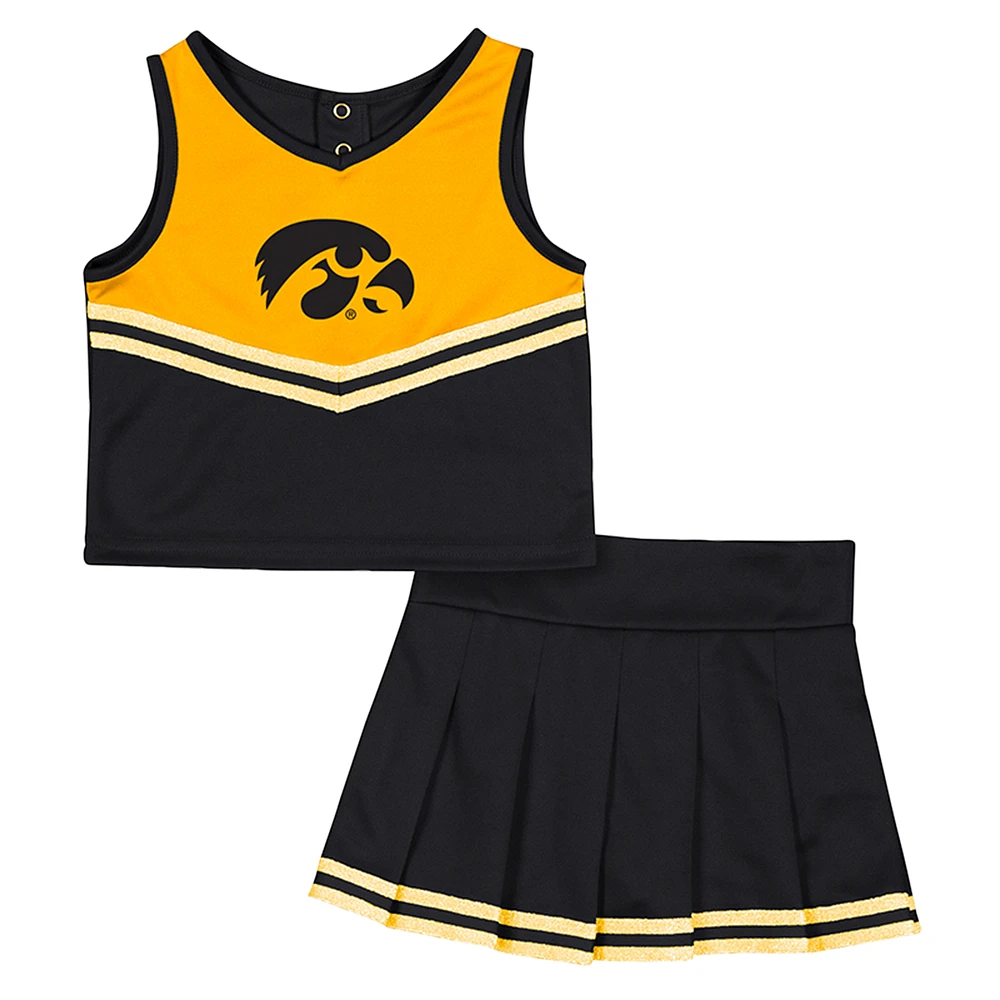 Girls Toddler Colosseum Black Iowa Hawkeyes Time For Recess Cheer Top & Skirt Set