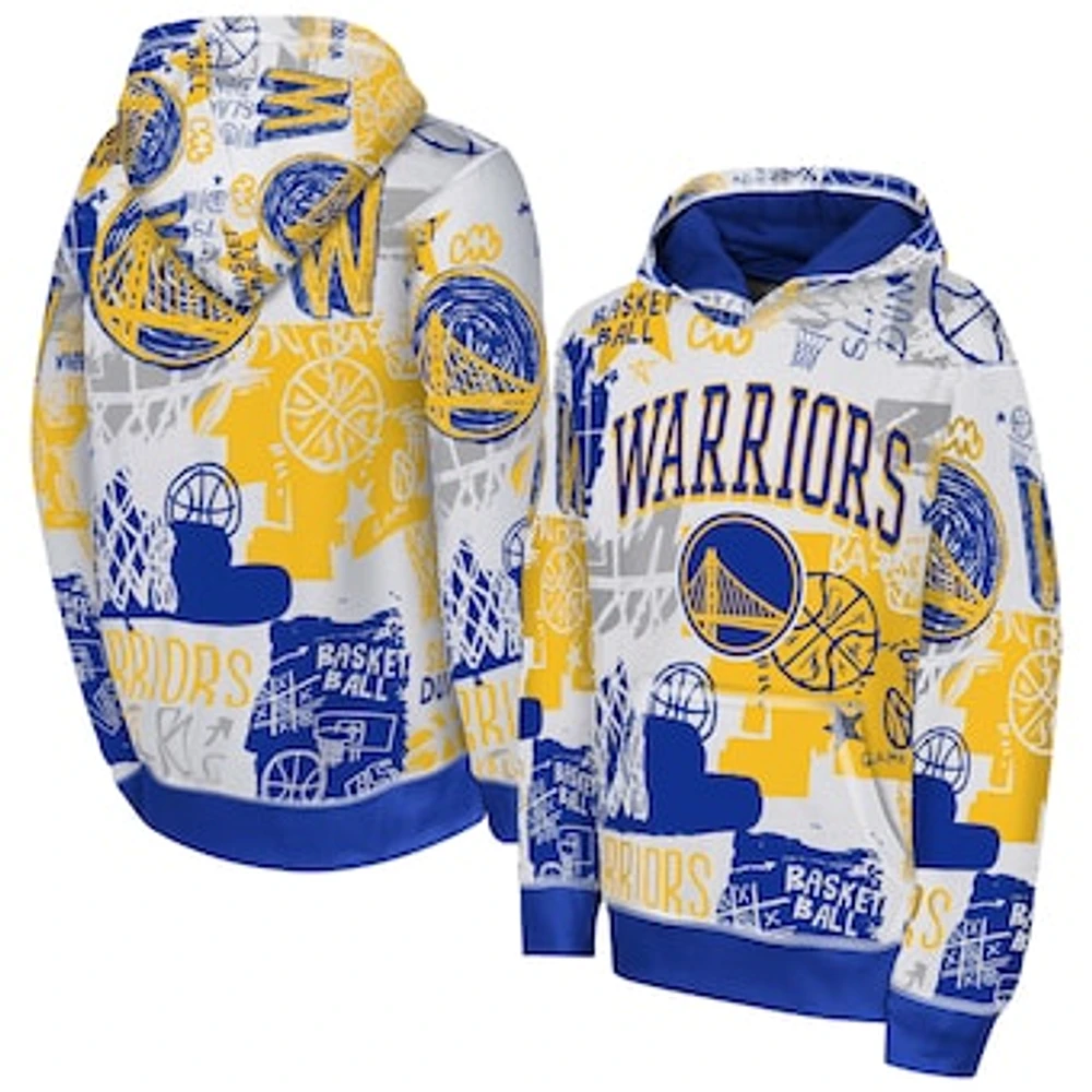 Youth White/Royal Golden State Warriors Wild Style Pullover Hoodie