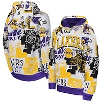 Youth White/Purple Los Angeles Lakers Wild Style Pullover Hoodie