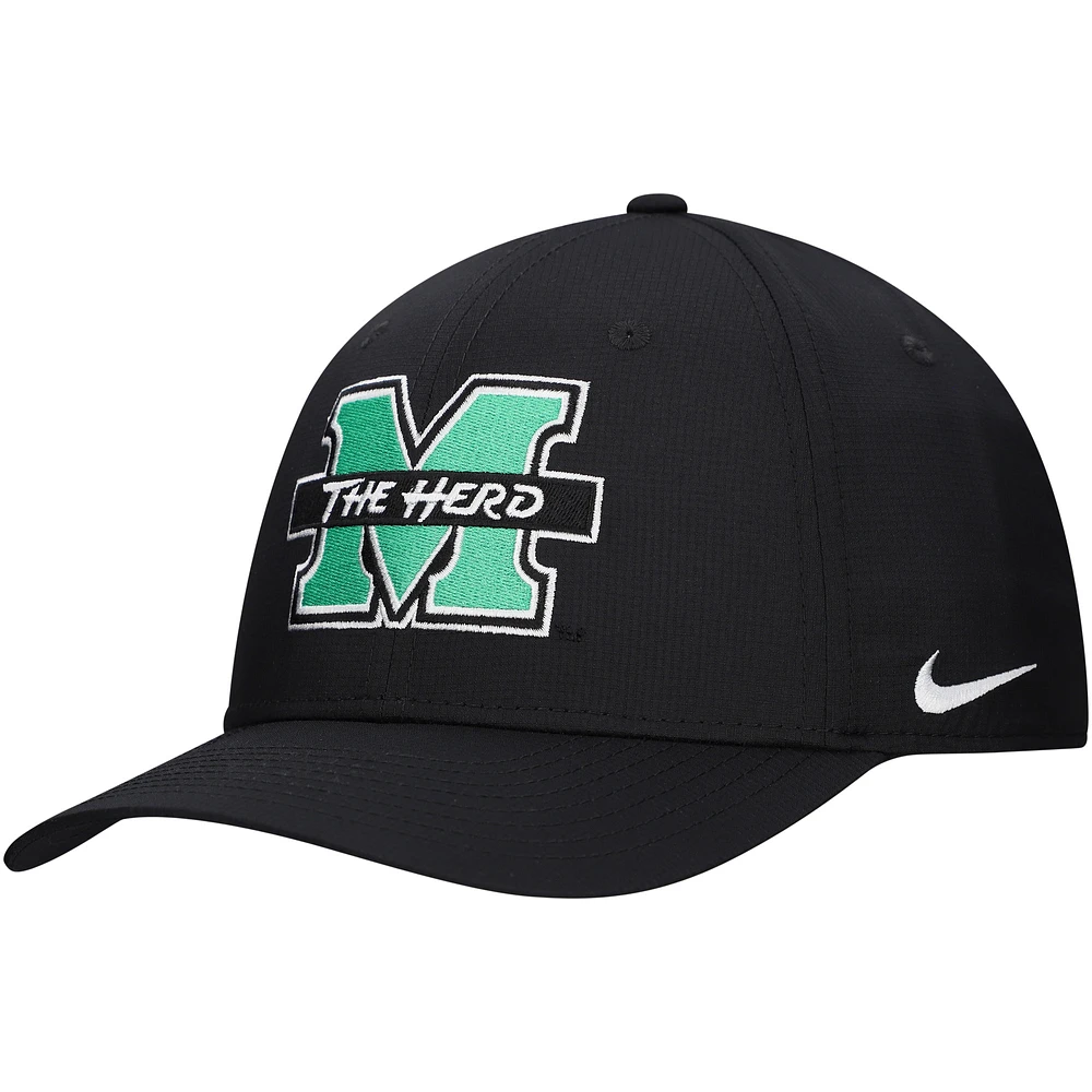 Men's Nike Black Marshall Thundering Herd 2024 Sideline Club Adjustable Hat