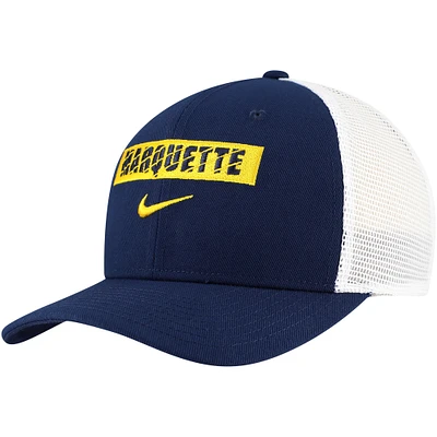 Men's Nike Navy Marquette Golden Eagles 2024/25 Sideline Rise Trucker Adjustable Hat