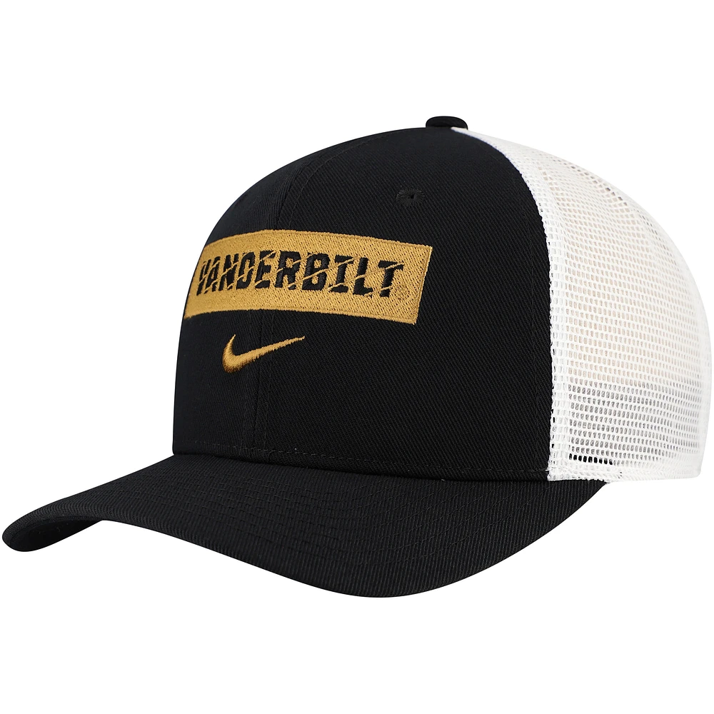 Men's Nike Black Vanderbilt Commodores 2024/25 Sideline Rise Trucker Adjustable Hat