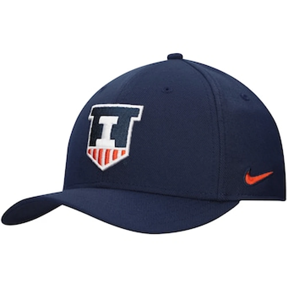 Men's Nike Navy Illinois Fighting Illini 2024 Sideline Rise Swoosh Flex Hat