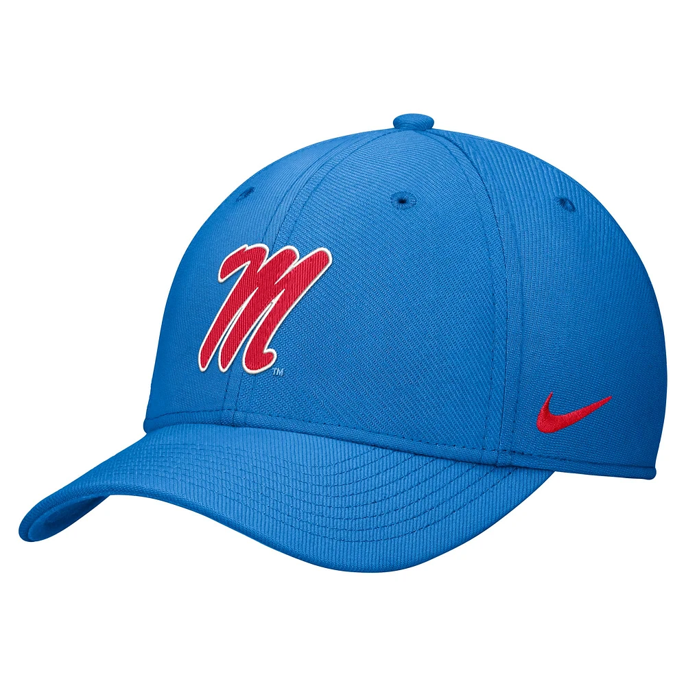 Men's Nike Blue Ole Miss Rebels 2024 Sideline Rise Swoosh Flex Hat