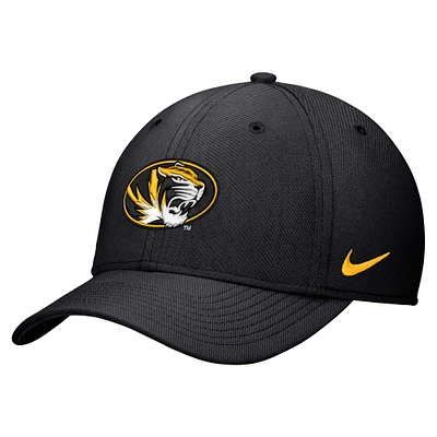 Men's Nike Black Missouri Tigers 2024 Sideline Rise Swoosh Flex Hat