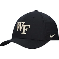 Men's Nike Black Wake Forest Demon Deacons 2024 Sideline Rise Swoosh Flex Hat