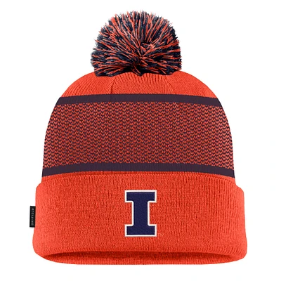 Men's Nike Orange Illinois Fighting Illini 2024 Sideline Peak Cuffed Knit Hat with Pom