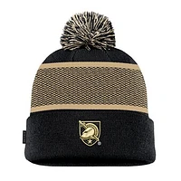 Men's Nike Black Army Black Knights 2024 Sideline Peak Cuffed Knit Hat with Pom