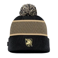 Men's Nike Black Army Black Knights 2024 Sideline Peak Cuffed Knit Hat with Pom