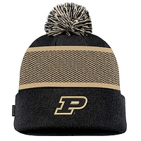 Men's Nike Black Purdue Boilermakers 2024 Sideline Peak Cuffed Knit Hat with Pom